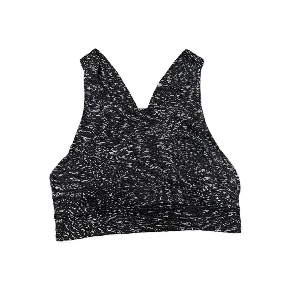 Lululemon Athletica Fast Free High Neck Razorback Gray Black Sport Bra